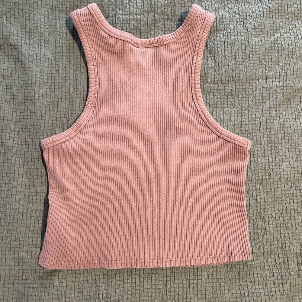 Wild Fable Brown Ribbed cropped Tank Top - Picture 2 of 3